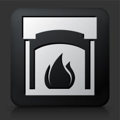 Black Square Button with Fireplace