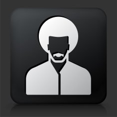 Black Square Button with Male Face Icon N45
