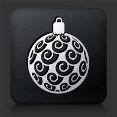 Black Square Button with Christmas Decoration Icon N12