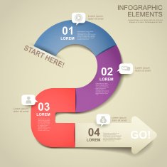 3d paper flow chart infographic elements