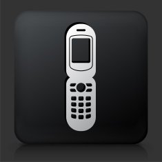 Black Square Button with Cellphone Icon