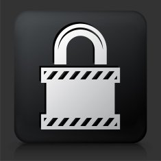 Black Square Button with Security Lock Icon N7