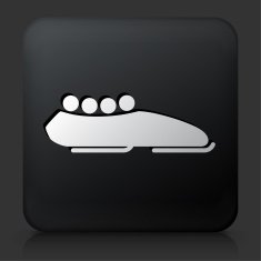 Black Square Button with Bobsleigh and Athletes