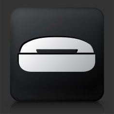 Black Square Button with Antique Phone Icon