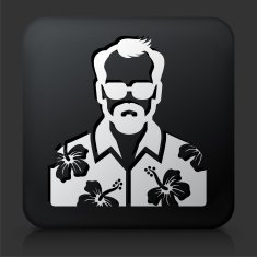 Black Square Button with Male Face N4