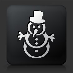 Black Square Button with Snowman Icon