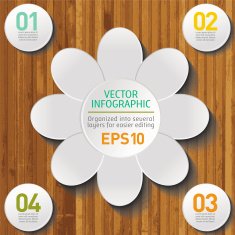 White Flower Infographic On A Wood Base N2