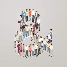 People forming ampersand