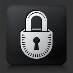 Black Square Button with Security Lock Icon N9