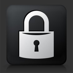 Black Square Button with Security Lock Icon N10