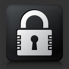 Black Square Button with Security Lock Icon N11