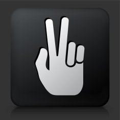 Black Square Button with Two Fingers