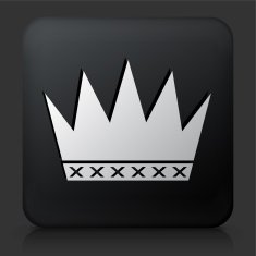Black Square Button with Crown Icon