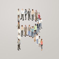 People forming the letter R