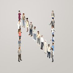 People forming the letter N