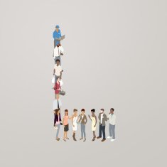 People forming the letter L