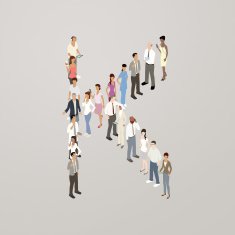 People forming the letter K