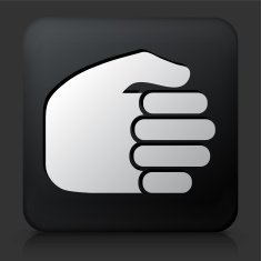 Black Square Button with Fist Icon