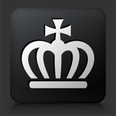 Black Square Button with Crown