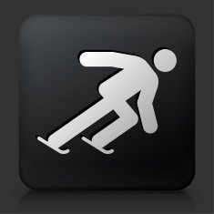 Black Square Button with Ice Skating