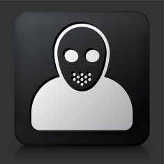 Black Square Button with Jason Mask