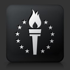 Black Square Button with Sport Torch Icon