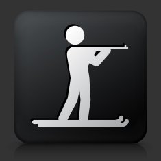 Black Square Button with Biathlon Icon