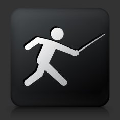 Black Square Button with Fencing Icon