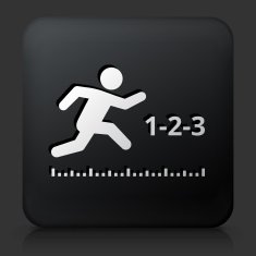 Black Square Button with Long Jump Icon
