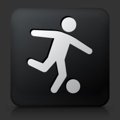 Black Square Button with Soccer Icon