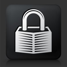 Black Square Button with Security Lock Icon N13
