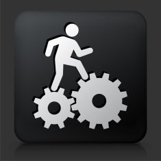 Black Square Button with Climbing Gear Icon