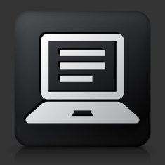 Black Square Button with Computer Document Icon