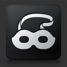 Black Square Button with Masquerade Mask