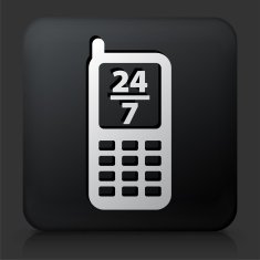 Black Square Button with Phone Service