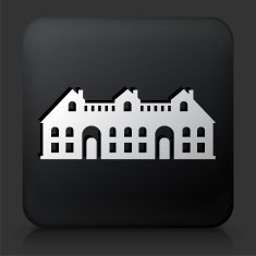 Black Square Button with Condos Icon