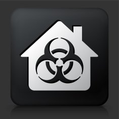 Black Square Button with Biohazard House