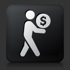 Black Square Button with Holding Money Icon N2