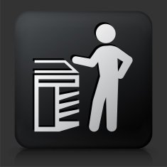 Black Square Button with Scanning
