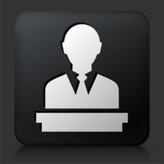 Black Square Button with Speaking Man