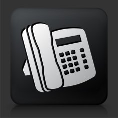 Black Square Button with Landline
