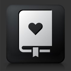 Black Square Button with Bookmarked Journal