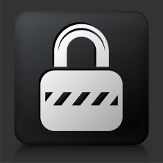 Black Square Button with Security Lock Icon N14