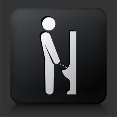Black Square Button with Peeing Urinal