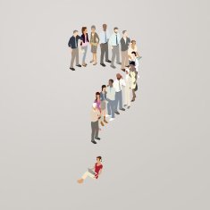 People forming question mark