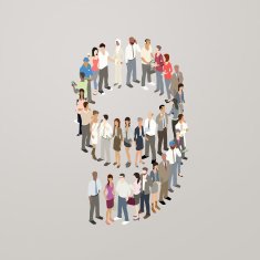 People forming the number 9