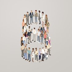 People forming the number 8