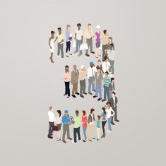 People forming the number 3