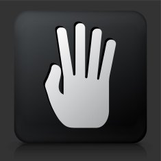 Black Square Button with Four Fingers Icon