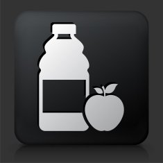 Black Square Button with Apple Juice